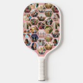 幾何六角パターンフォトコラージュ ピックルボールラケット (正面)