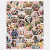 幾何六角パターンフォトコラージュ フリースブランケット (正面)