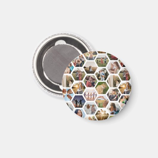 幾何六角パターンフォトコラージュ マグネット (正面/裏面)