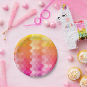 幾何六角ピンクと黄色の紙プレート ペーパープレート (パーティー)