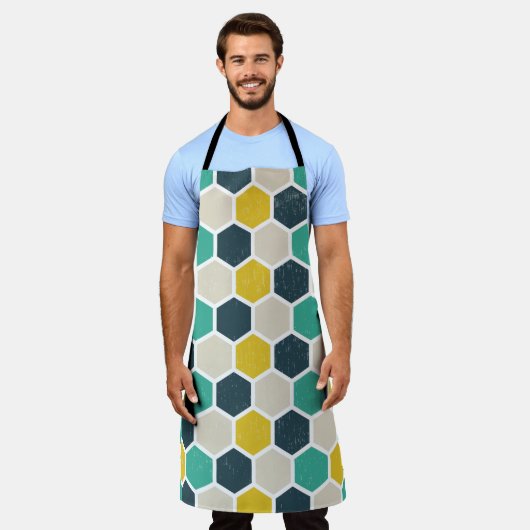 幾何六角 エプロン (着用した状態)