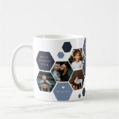 幾何六角 | モダン 4写真父の日 コーヒーマグカップ (左)