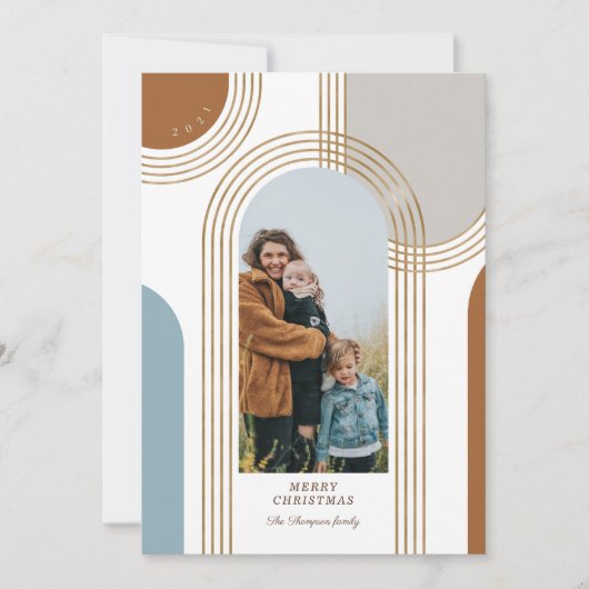 幾何同心モダン金アーチ1写真 シーズンカード (正面)
