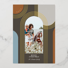 幾何同心モダン金アーチ1写真 箔シーズンカード