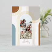 幾何同心モダン金アーチ1写真 箔シーズンカード (立ち正面)