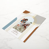 幾何同心モダン金アーチ1写真 箔シーズンカード (回転した状態)