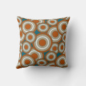 幾何同心円、錆、ティール（緑がかった色）、接線 クッション (裏面)