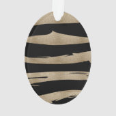 幾何名門私立校風のパターン黒と金ゴールドストライプ オーナメント (裏面)