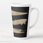 幾何名門私立校風のパターン黒と金ゴールドストライプ カフェラテマグ (右)