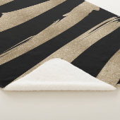 幾何名門私立校風のパターン黒と金ゴールドストライプ シェルパブランケット (3/4)