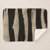 幾何名門私立校風のパターン黒と金ゴールドストライプ シェルパブランケット (正面(横))