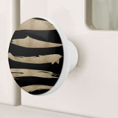 幾何名門私立校風のパターン黒と金ゴールドストライプ セラミックノブ