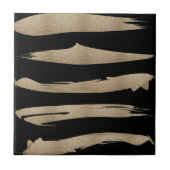 幾何名門私立校風のパターン黒と金ゴールドストライプ タイル (正面)