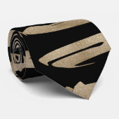 幾何名門私立校風のパターン黒と金ゴールドストライプ ネクタイ (ロール)
