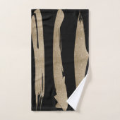 幾何名門私立校風のパターン黒と金ゴールドストライプ バスタオルセット (ハンドタオル)