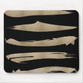 幾何名門私立校風のパターン黒と金ゴールドストライプ マウスパッド (正面)