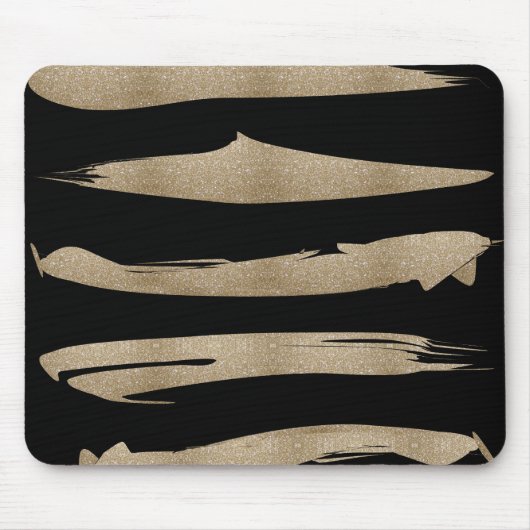 幾何名門私立校風のパターン黒と金ゴールドストライプ マウスパッド (正面)