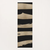 幾何名門私立校風のパターン黒と金ゴールドストライプ ヨガマット (裏面)