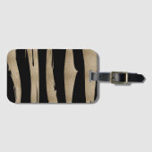 幾何名門私立校風のパターン黒と金ゴールドストライプ ラゲッジタグ (正面横)