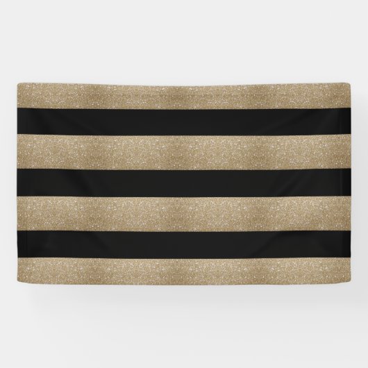 幾何名門私立校風のパターン黒と金ゴールドストライプ 横断幕 (横)