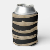 幾何名門私立校風のパターン黒と金ゴールドストライプ 缶クーラー (缶正面)