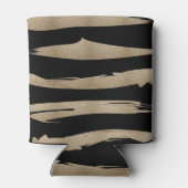 幾何名門私立校風のパターン黒と金ゴールドストライプ 缶クーラー (裏面)