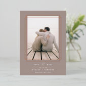 幾何図枠 |縦方向の写真の日付を保存 箔招待状 (立ち正面)