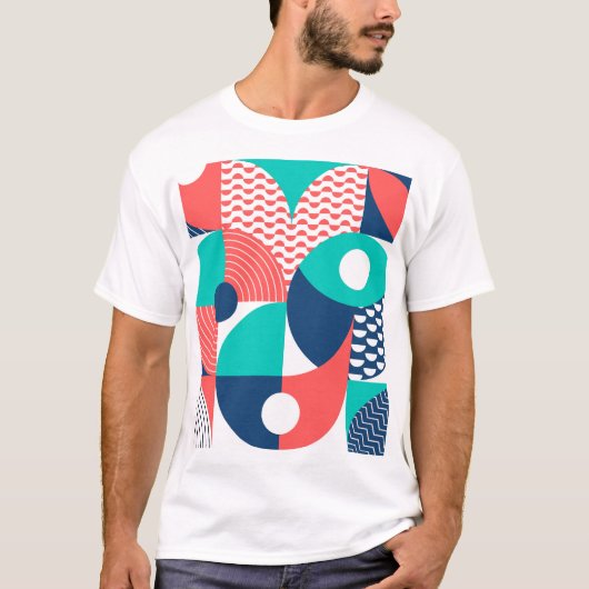 幾何壁背景モダンヴィンテージ Tシャツ (正面)