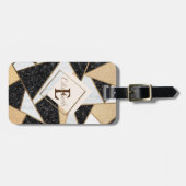 幾何大理石テクスチャ、フレームモノグラム ラゲッジタグ (正面横)