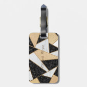 幾何大理石テクスチャ、フレームモノグラム ラゲッジタグ (裏面縦)