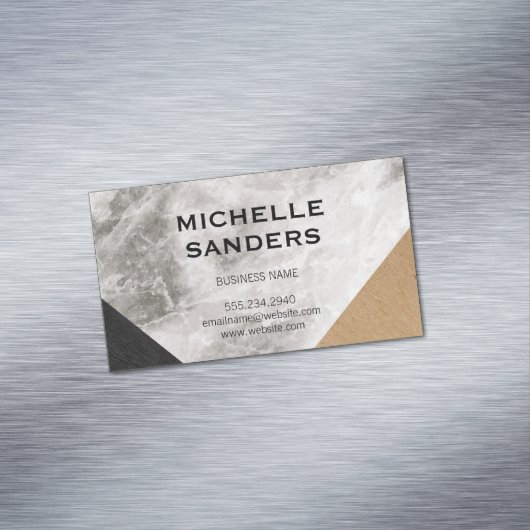幾何大理石レザーフェイククラフト マグネット名刺 (インサイチュ)