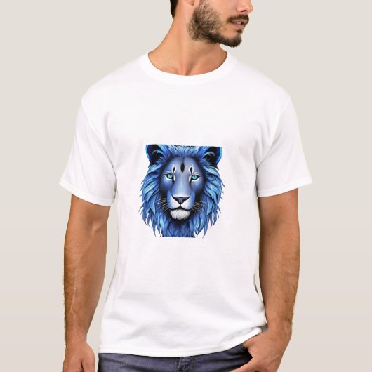 幾何威厳のあるライオンTシャツデザイン Tシャツ (正面)