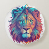 幾何威厳のあるライオンTシャツ ラウンドクッション (裏面)