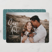 幾何学とスクリプトの結婚式写真 セーブザデート (正面/裏面)