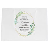 幾何学と緑のベビーシャワーパーティーが好評 ラージペーパーバッグ (正面)