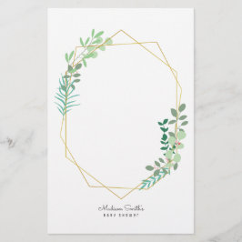 幾何学と緑のベビーシャワーパーティーが好評 便箋