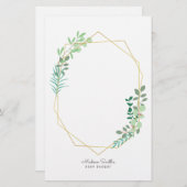 幾何学と緑のベビーシャワーパーティーが好評 便箋 (正面/裏面)