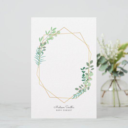 幾何学と緑のベビーシャワーパーティーが好評 便箋 (スタンド正面)