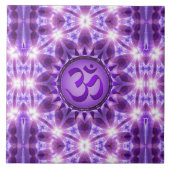 幾何学エネルギー紫色Omの曼荼羅のセラミックタイル タイル (正面)