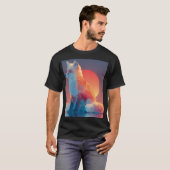 幾何学オオカミ シルエット | モダンポリゴン野生生物 Tシャツ (正面フル)