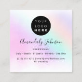 幾何学カスタムロゴPink Holigraphミニマリズム スクエア名刺 (裏面)