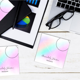 幾何学カスタムロゴPink Holigraphミニマリズム スクエア名刺