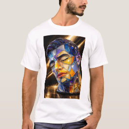 幾何学ガラス肖像 – モダン・アブストラクト男性 Tシャツ