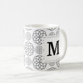 幾何学グレー模様イニシャルモノグラム コーヒーマグカップ (正面右)