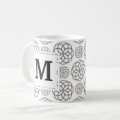 幾何学グレー模様イニシャルモノグラム コーヒーマグカップ (正面左)