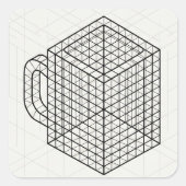 幾何学コーヒーマグ 等尺性グリッドアート スクエアシール (正面)