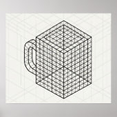 幾何学コーヒーマグ 等尺性グリッドアート ポスター (正面)