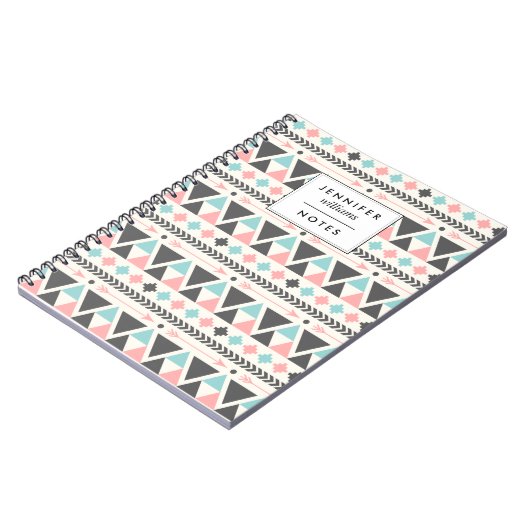 幾何学サンゴとミントパターン ノートブック (左側)