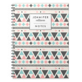幾何学サンゴとミントパターン ノートブック (正面)