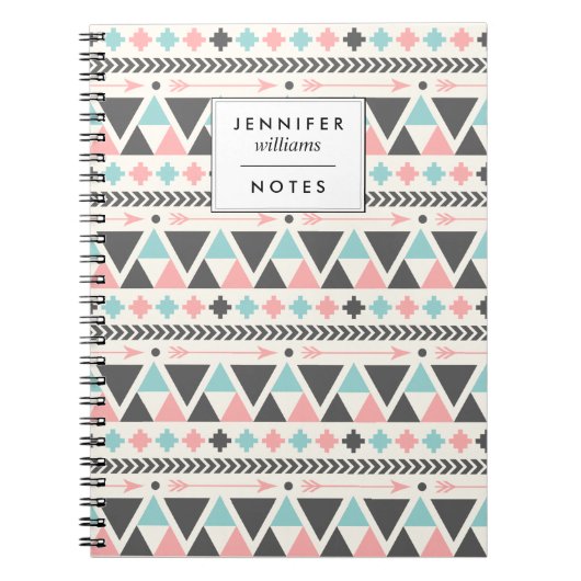 幾何学サンゴとミントパターン ノートブック (正面)